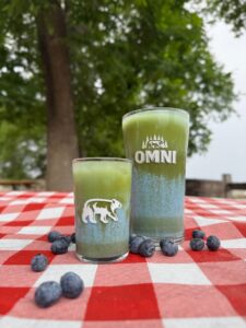Blueberry milk naturally colored with blue spirulina and layered with matcha. Delicious and full of antioxidants!