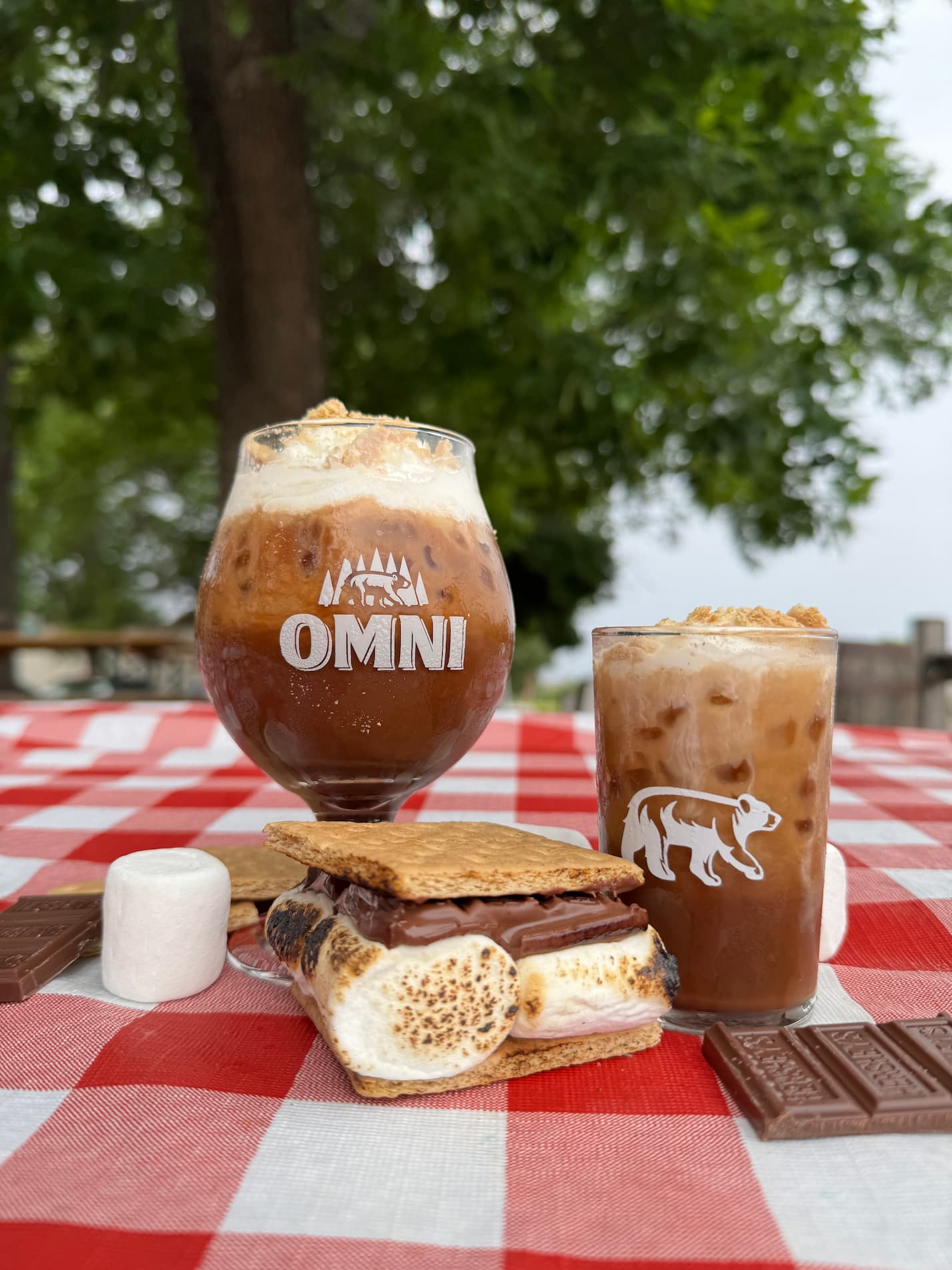 Gather around the campfire! Cold brew with house mocha sauce topped with marshmallow cold foam and graham cracker crumbs